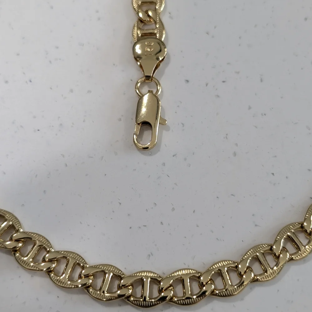 750 ITALY 18K Gold Plated Chain, Necklace And Bracelet Plated Set